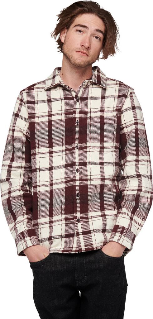 M Project Heavy Flannel, Burgundy-Off White Plaid, S, Men, Men's Sportswear Top, Black Diamond