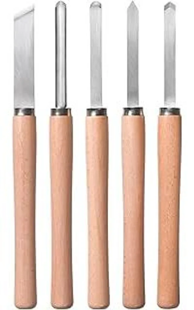 Set originale Einhell di 5 scalpelli da tornio (set di ferri da tornio per torni, 5 scalpelli da tornio comuni nel set, in acciaio massiccio)