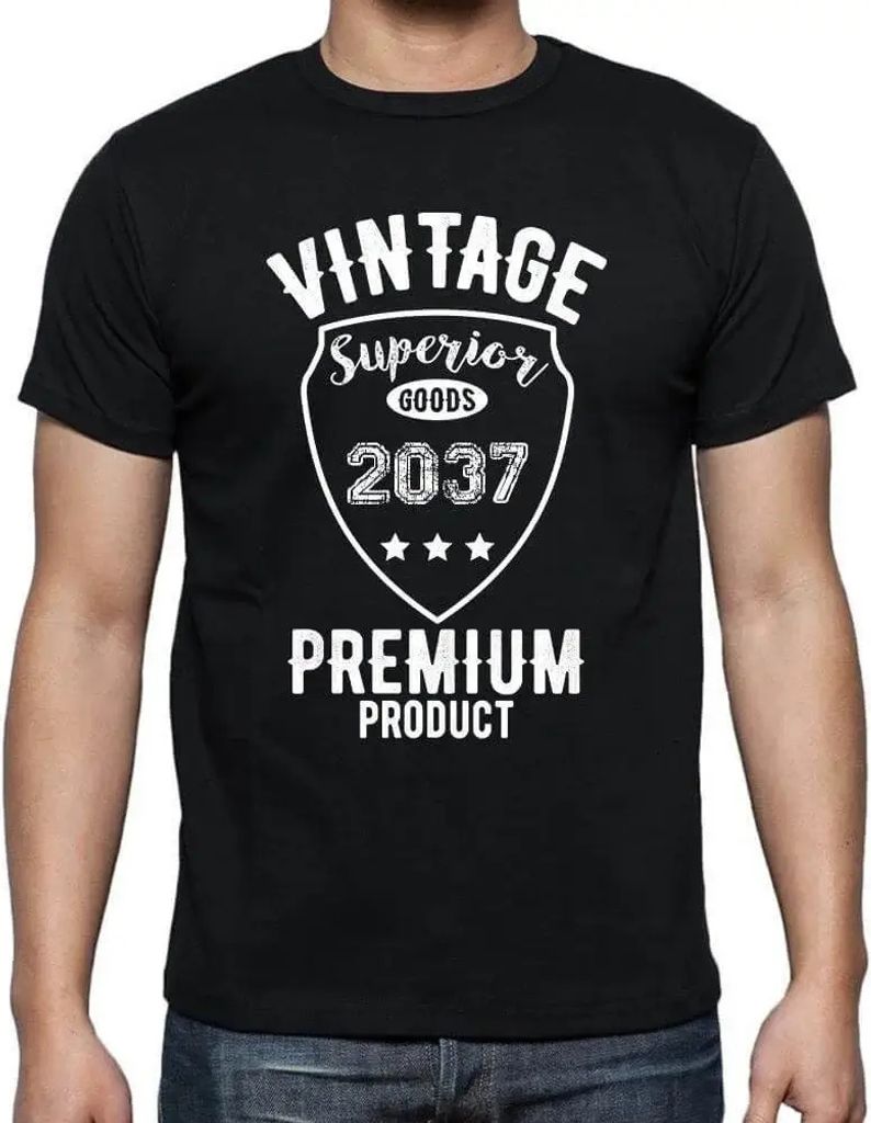 Herren Grafik T-Shirt Vintage Superior Goods Premium Product 2037 Öko-Verantwortlich Vintage Jahrgang Kurzarm Lustige Druck Geburtstag Geschenk Mann