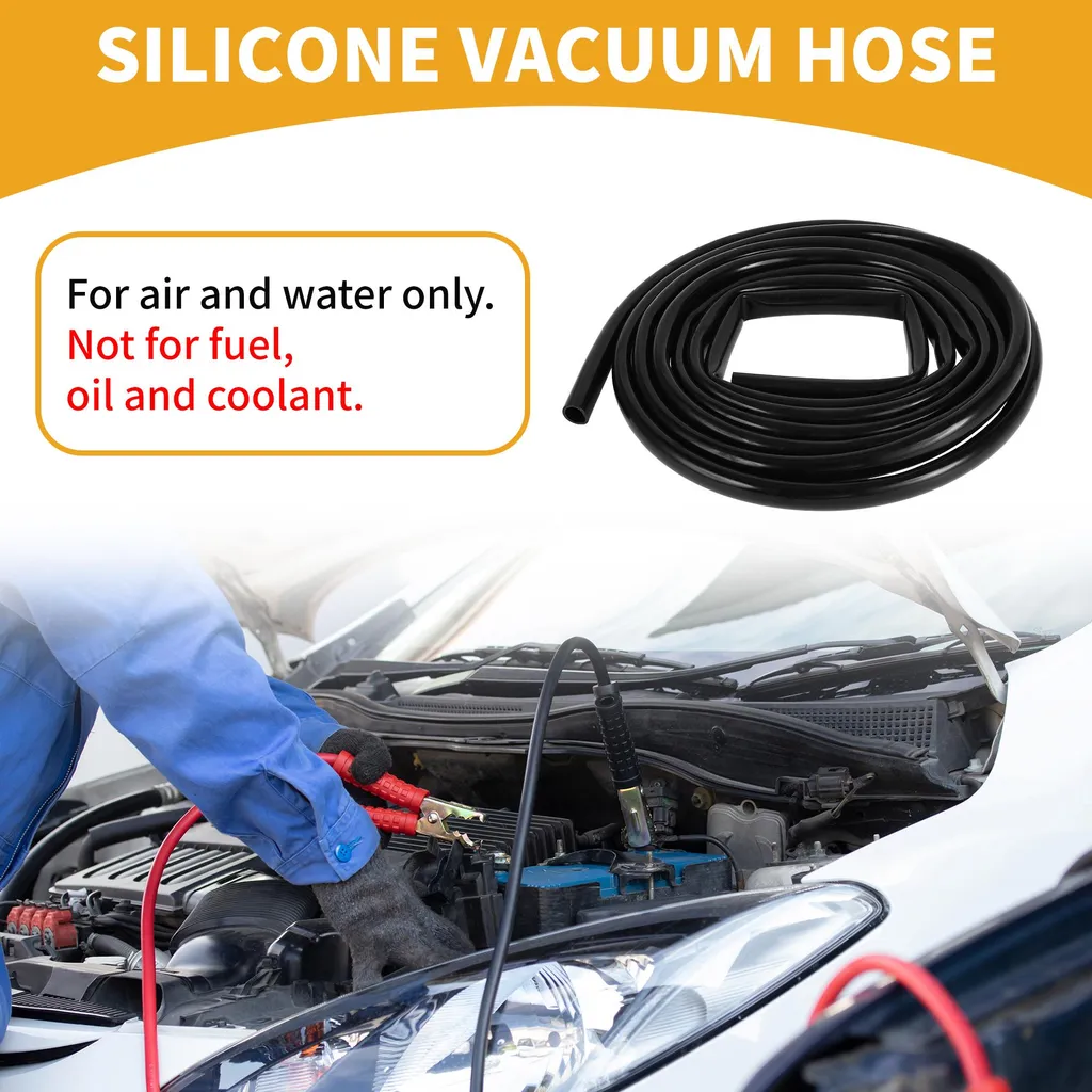 Tuyau de Vide Silicone Noir 5/8 16mm ID 20Ft pour Voiture 130 Psi Max
