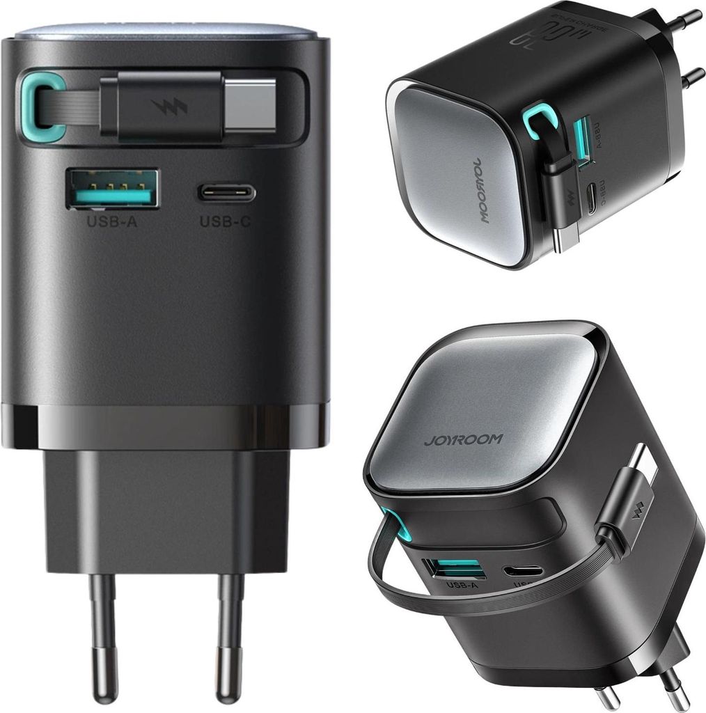 Caricabatterie con cavo retrattile 65W Joyroom Tcl02 Gan Immagine del prodotto 
