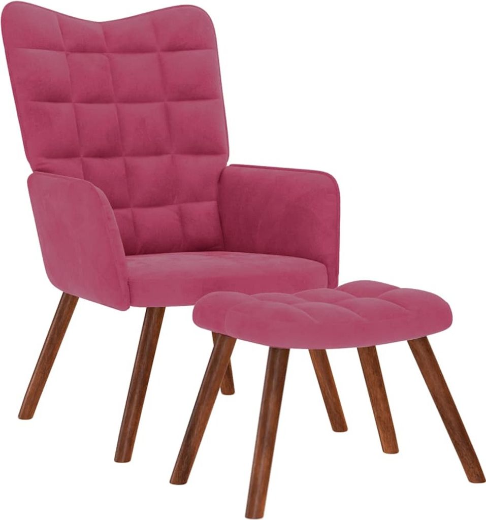 "im Angebot" Relaxsessel mit Hocker Weinrot Samt - Fernseh- & Relaxsessel CC18260