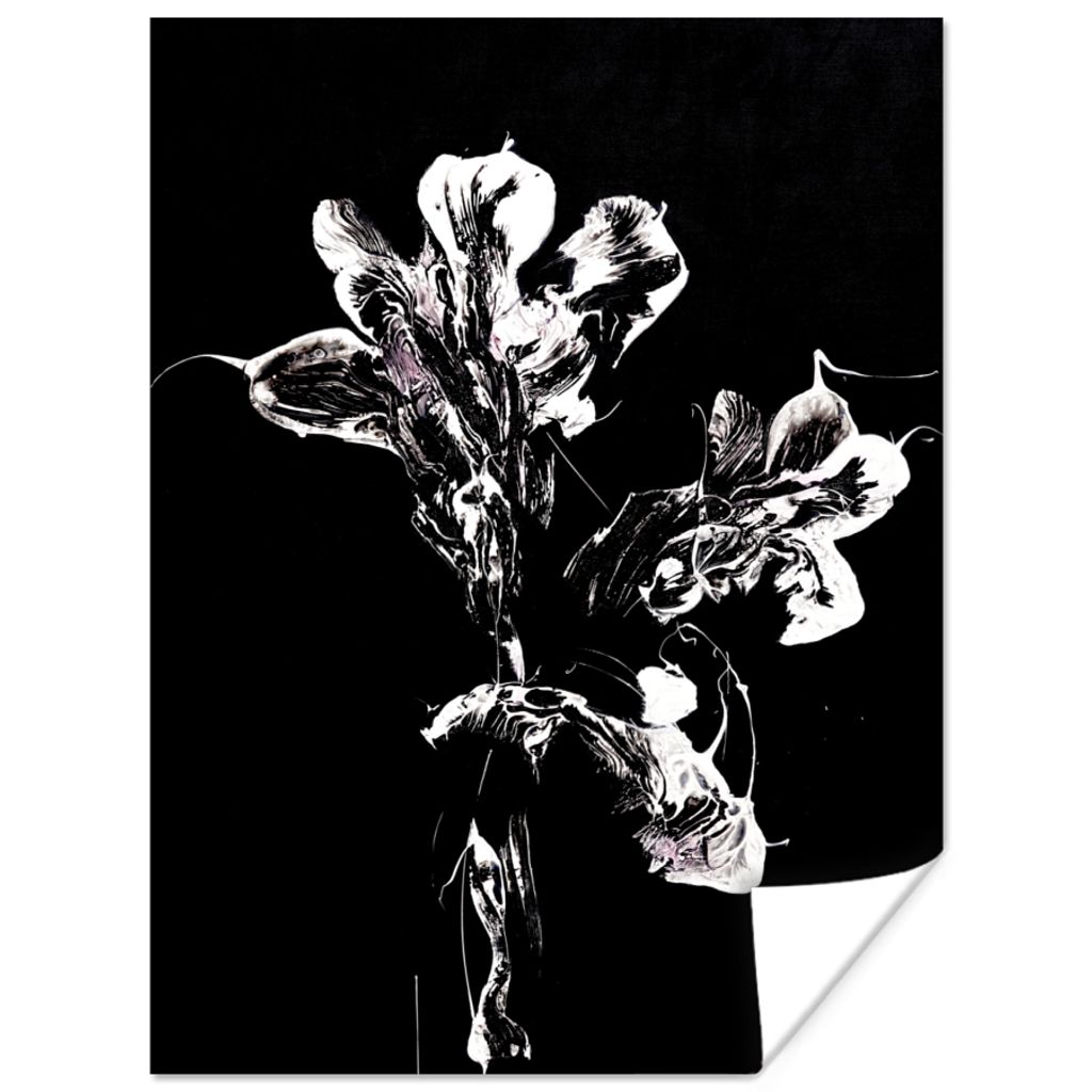 MuchoWow Poster Blumen - Farbe - Schwarz - Weiß 120x160 cm - Wandbilder