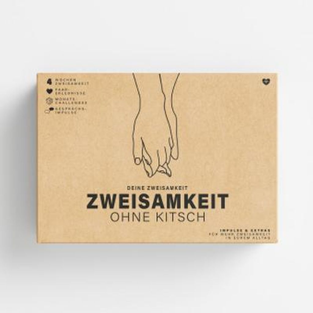 Erlebnisbox für Paare ohne Kitsch mit Monats-Challenges und Produktbild 