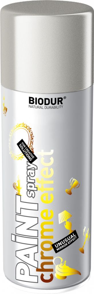 Biodur | Chromlack - Silber - 400ml, Sprühlack, Sprühfarbe, Sprühlacke für Holz, Metall, Glas