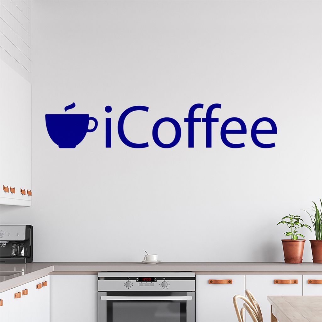 iCoffee Wandtattoo in 6 Größen - Wandaufkleber Wall Sticker - Dekoration, Küche, Wohnzimmer, Schlafzimmer, Badezimmer