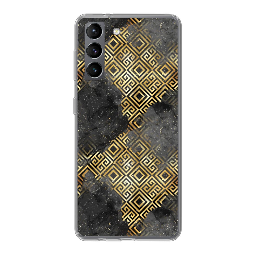 MuchoWow Handyhülle Schutzhülle Hülle für Samsung Galaxy S21 Gold - Marmor - Muster Silikon Softcase Handy Hülle - Softcase