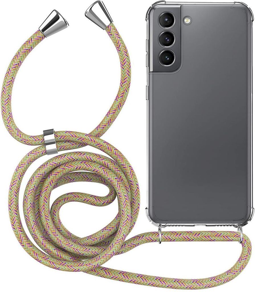 MyGadget Handykette für Samsung Galaxy S21 TPU Hülle mit Band - Handyhülle mit Handyband zum Umhängen Kordel Schnur Schutzhülle - Muster Bunt