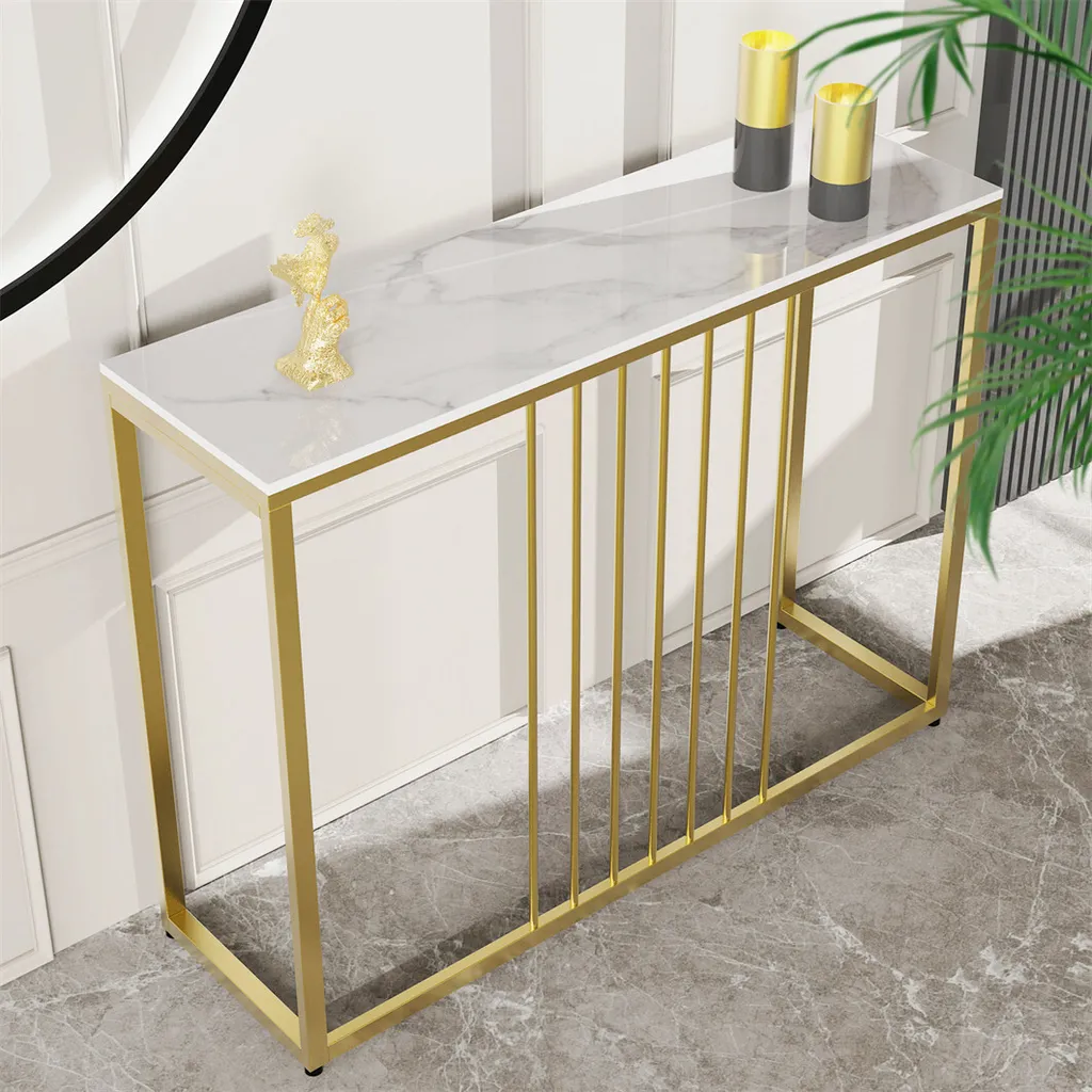 WISFOR consolle tavolo da ingresso in marmo tavolo decorativo credenza tavolino con struttura in metallo dorato zona ingresso soggiorno