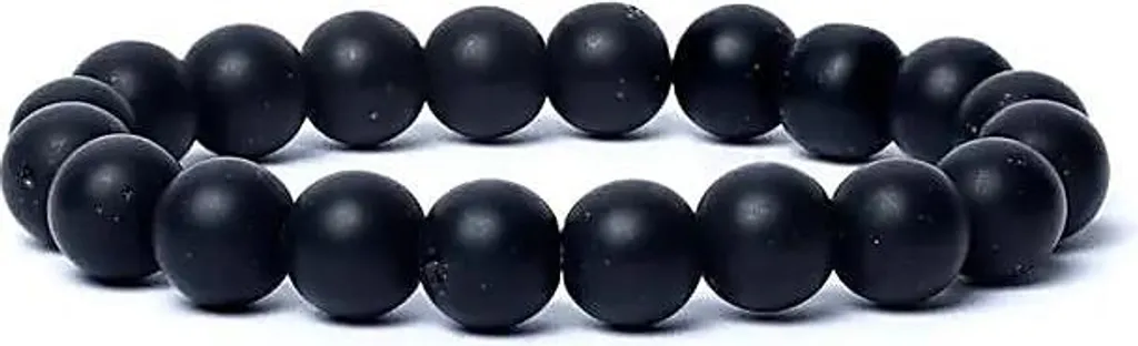 Bracelet Pierres Naturelles Onyx Noir Mat 1,0 cm - Perles AA Robustes