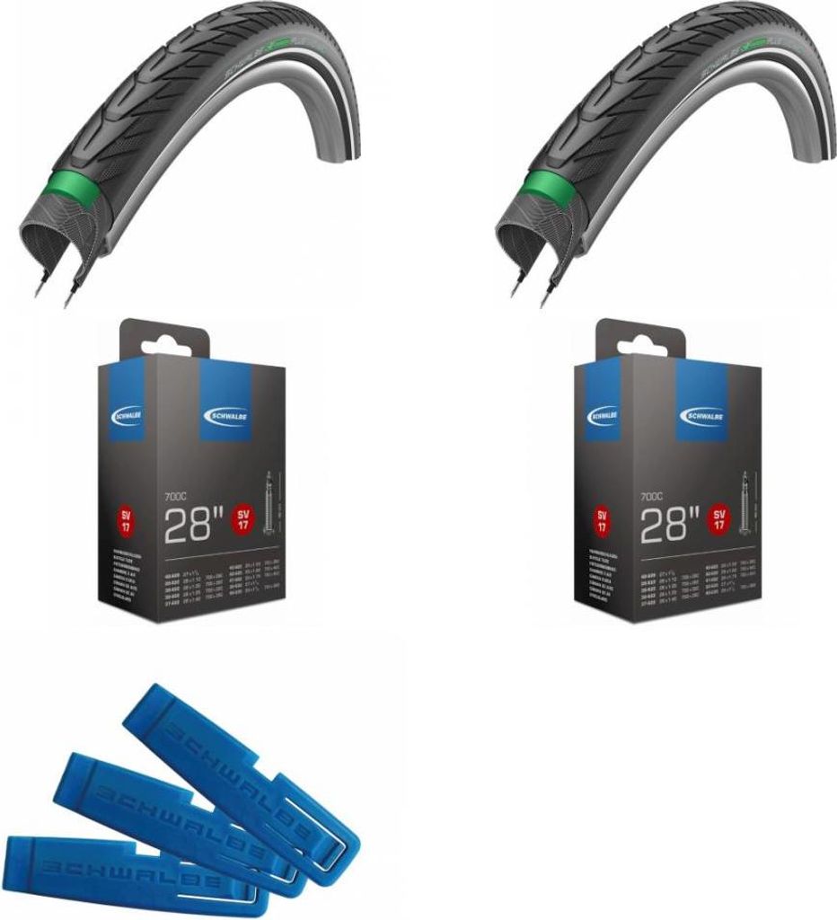 2x Reifen Schwalbe Energizer Plus HS492 28x1.50 + 2x SV17 lose + 1x Reifenheb...