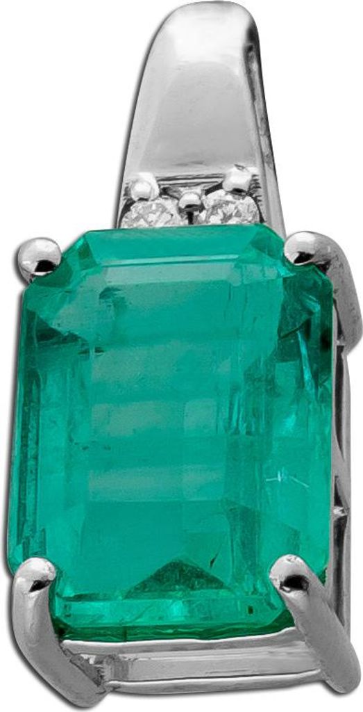 Smaragd Anhänger Platin 950 grüner Edelstein 0.75ct Brillanten 0.05ct
