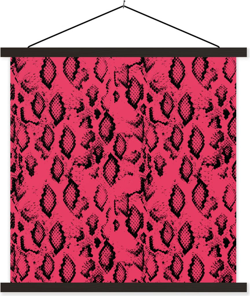 MuchoWow Textilposter Schlangendruck - Tiere - Rosa 90x90 cm mit schwarzem Rahmen - Magnetisches