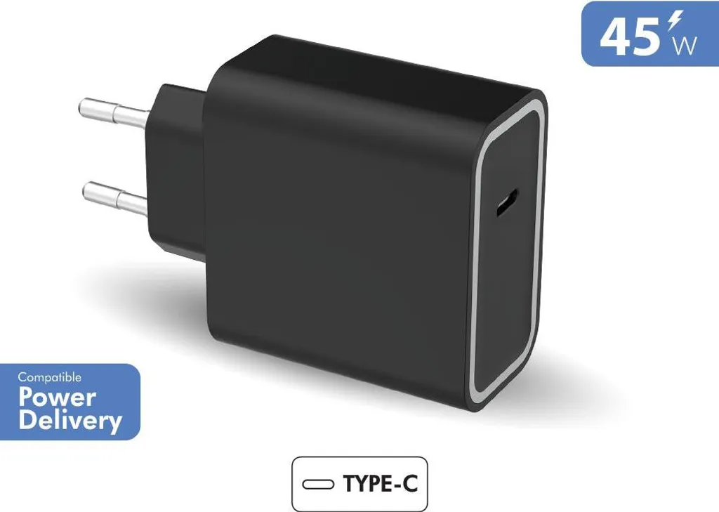 Chargeur rapide USB-C 45W pour booster votre batterie en recyclé noir