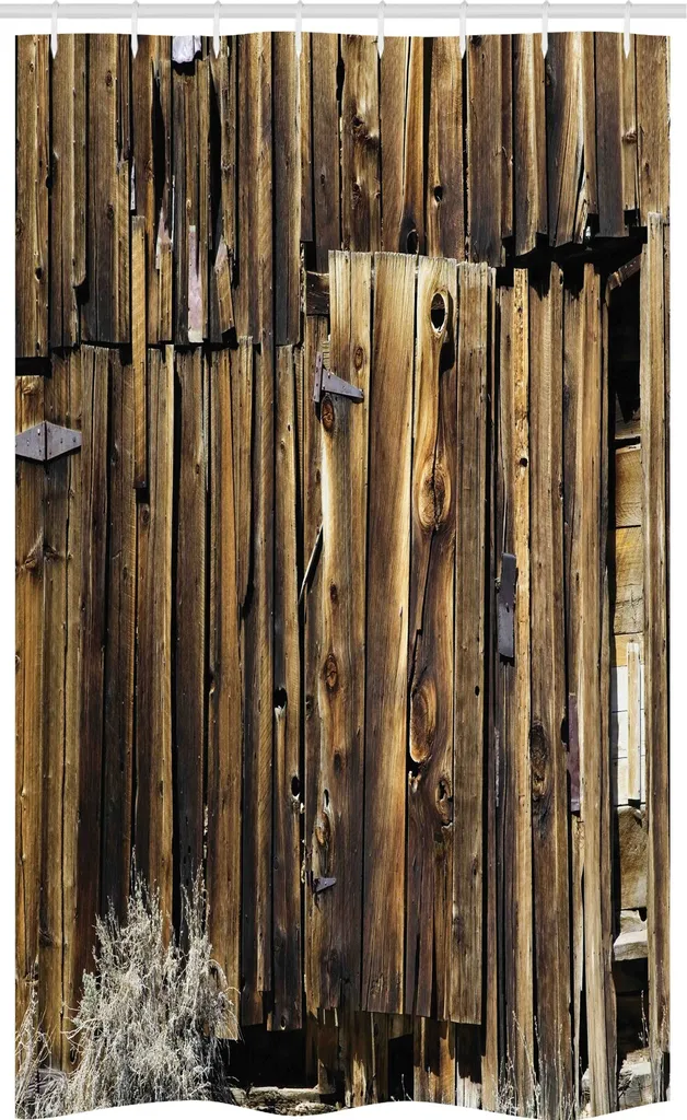 Tenda Doccia Effetto Legno 120x180 - ABAKUHAUS Rustica con Ganci