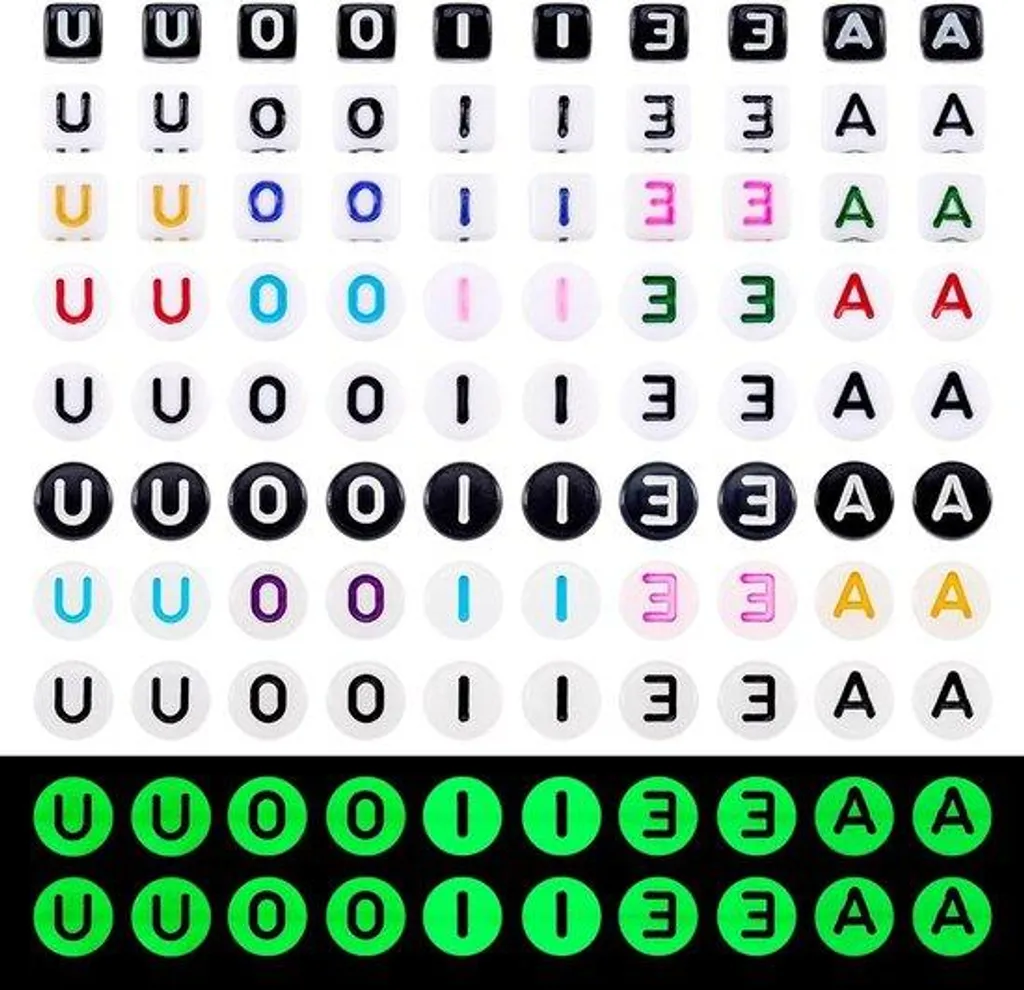 Perles Alphabet Lumineux et 40 Motifs en Acrylique pour DIY Bijoux