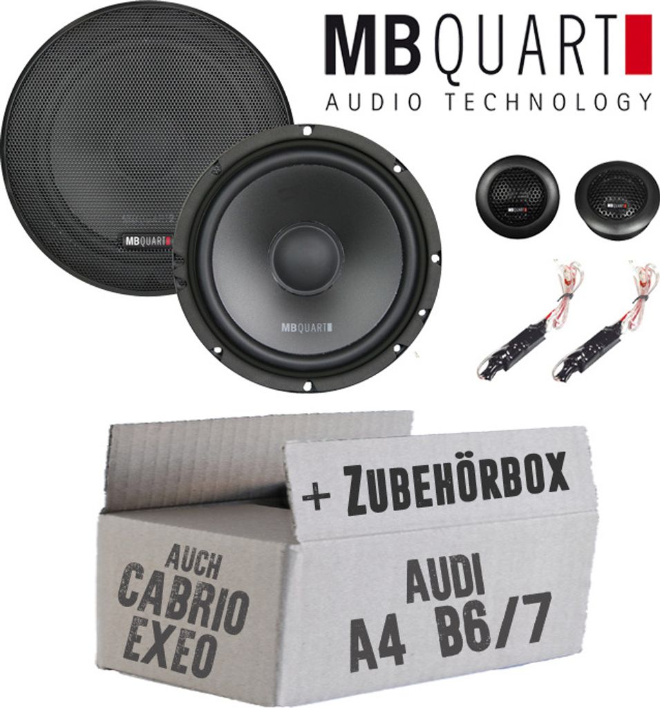 Lautsprecher Boxen MB Quart QS165 - 16,5cm Kompo Auto Einbauzuebehör - Einbauset passend für Audi A4 B6/7 Seat Exeo - justSOUND