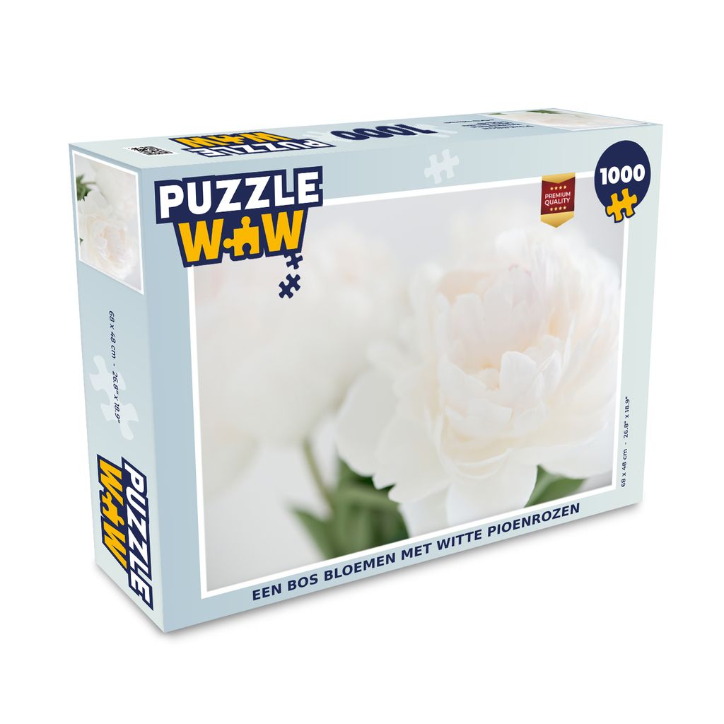 MuchoWow Puzzle 1000 Teile Ein Blumenstrauß mit weißen Pfingstrosen - Erwachsene - Rätsel