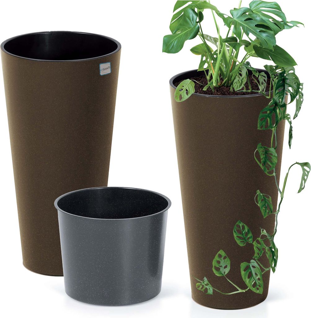 Blumentopf Dekotopf Runder und hoher Topf 25 cm Pflanztopf Für Das Haus, Den Garten ECO Wood Kaffeefarbe