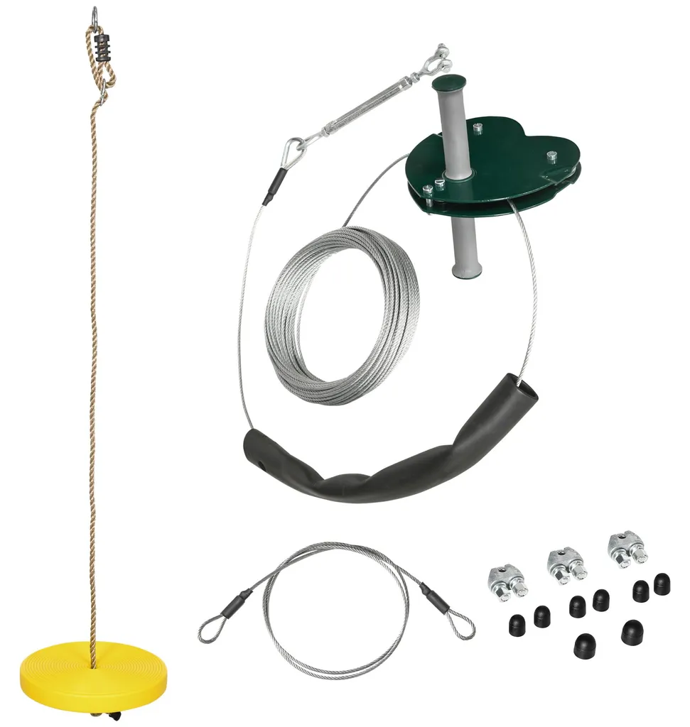 Kit Tyrolienne de Jardin pour Enfants 6-10 ans avec Poignée Antidérapante