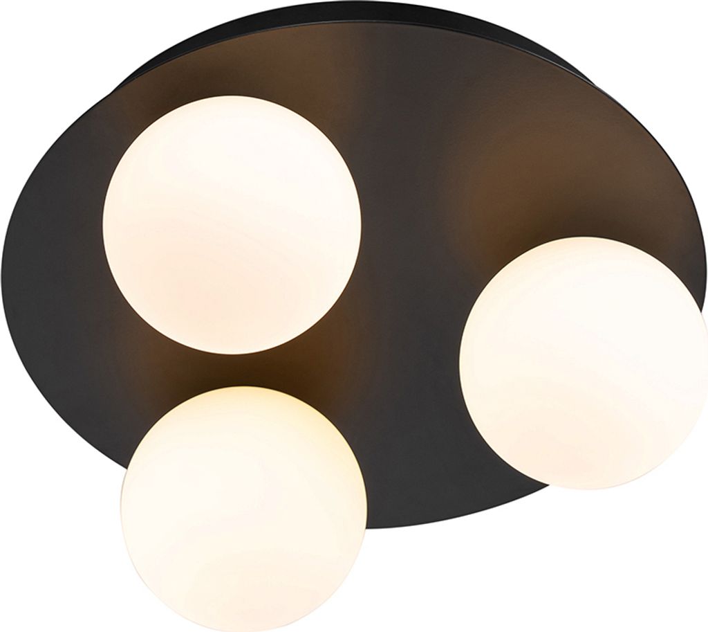 QAZQA - Moderne Bad I Badezimmer-Außen Deckenleuchte I Deckenlampe I Lampe I Leuchte schwarz 3-flammig-Licht - Cederic I Außenbeleuchtung - Stahl...