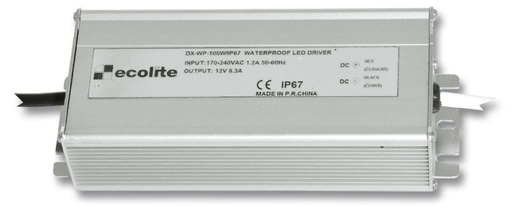 Ecolite Elektrischer Transformator, 230 V–12 V, 8,3 A, 100 W DX-WP-100W/IP67