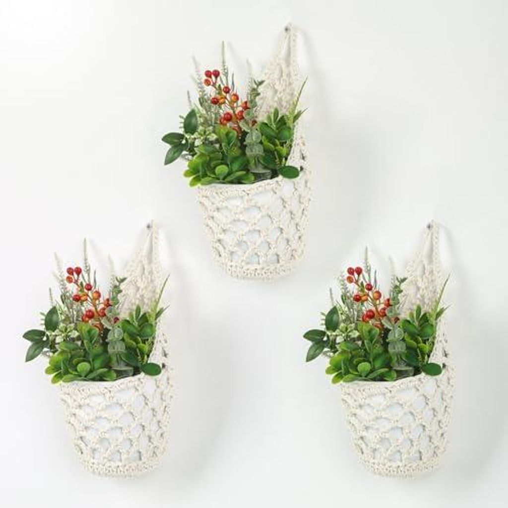 Blumenampel, 3er Set Boho Deko Hängekörbe, Wandvasen & Produktbild 