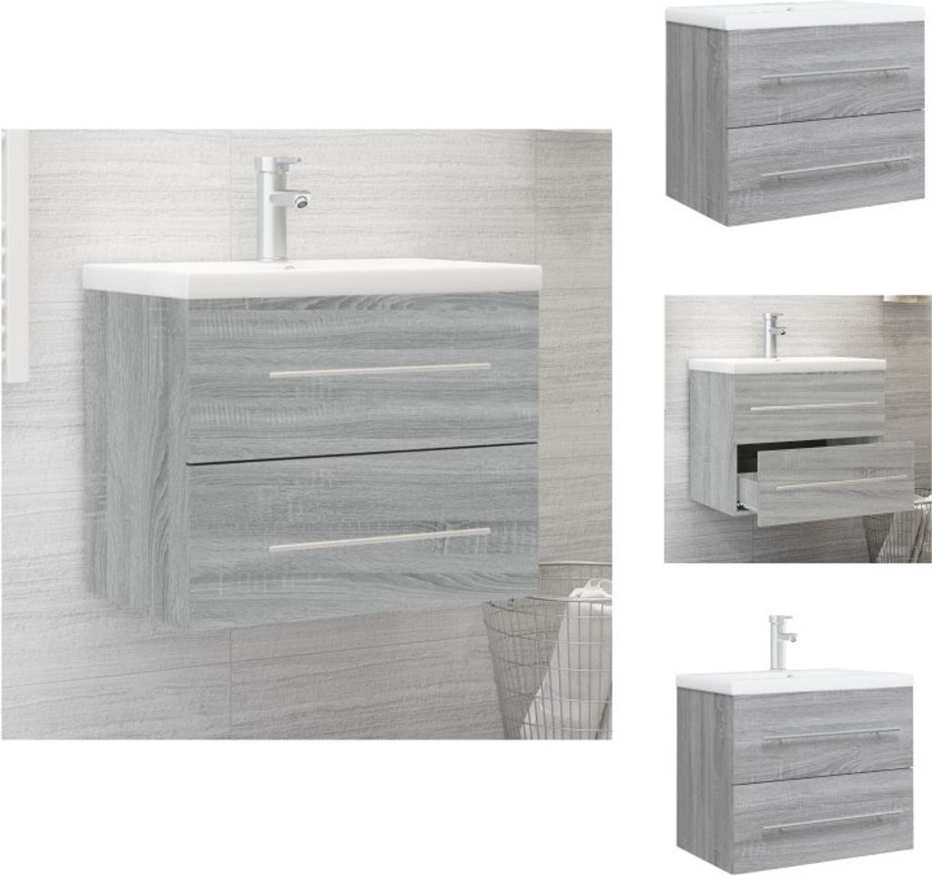 vidaXL Waschbeckenschrank mit Einbaubecken Grau Sonoma Produktbild 