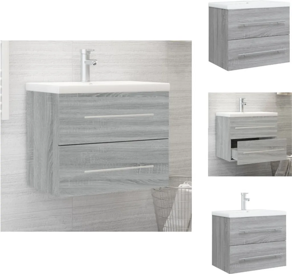 Meuble sous-lavabo avec vasque intégrée pour salle de bain Gris