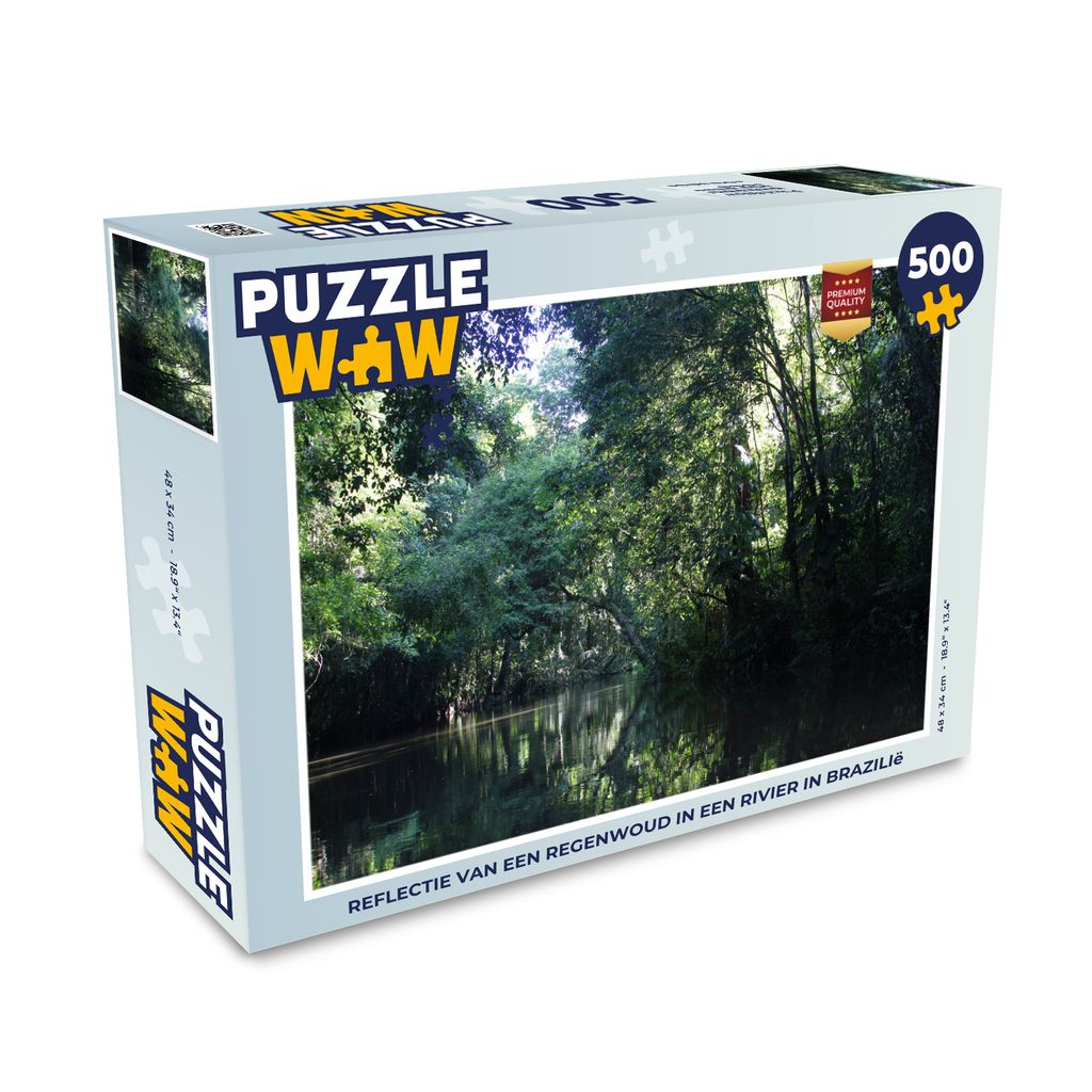 MuchoWow Puzzle 500 Teile Spiegelung eines Regenwaldes in einem Fluss in Brasilien - 500 Teile - Kinder - Selberbauen - Puzzlespiele
