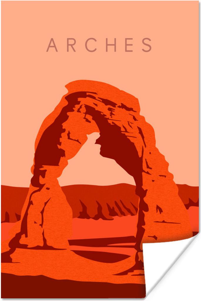 MuchoWow Poster Park - Arches - USA - Illustration 80x120 cm - Papierdruck