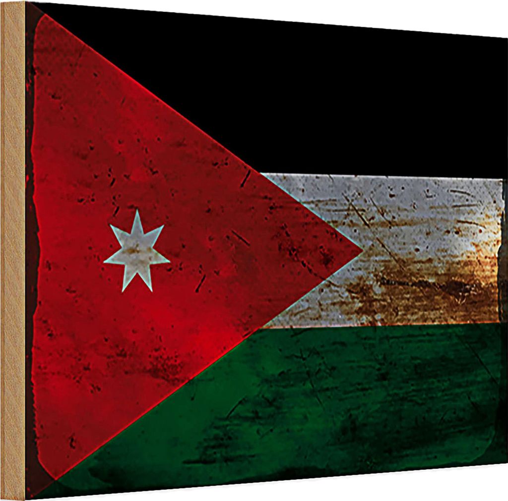 Holzschild Flagge Jordanien 30x20cm Flag of Jordan Rost