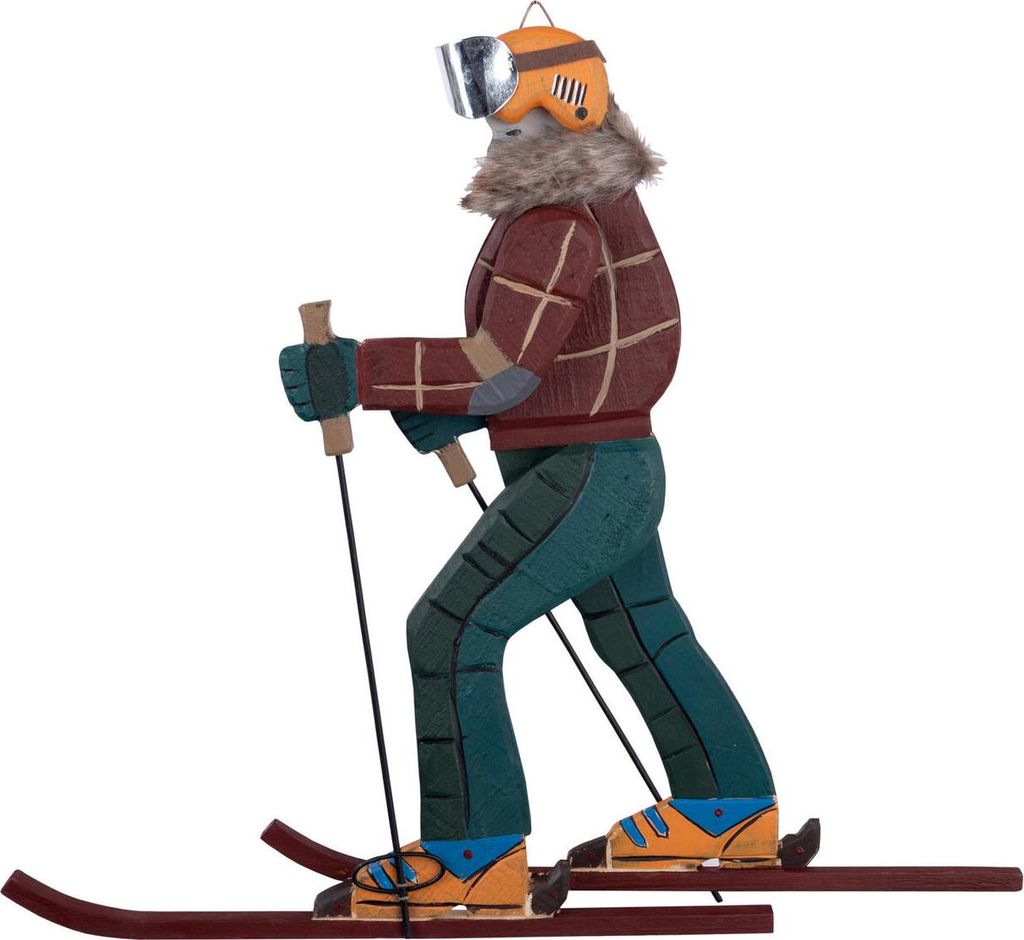 8x Skifahrer "Vintage" aus Holz ,Deko zum Hängen 50cm