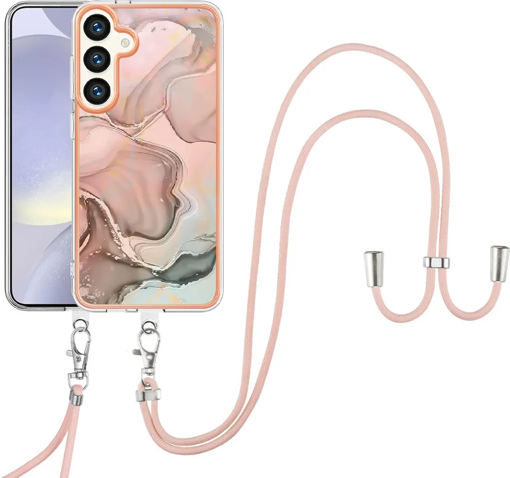 Cover Galaxy S25+ Crème con Strap: Stile Flower Power e Grip TPU