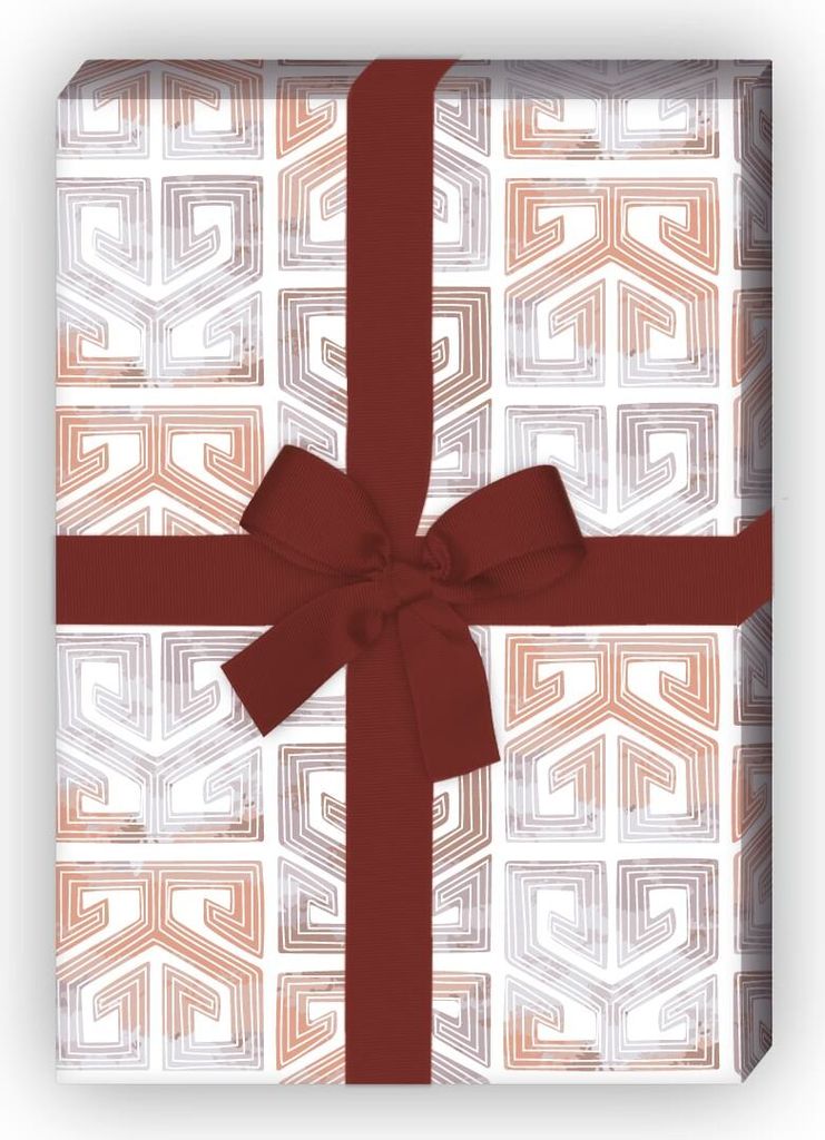 Ethno Geschenkpapier zum Einpacken mit Azteken Muster, braun 32 x 48cm - G10270, 32 x 48cm