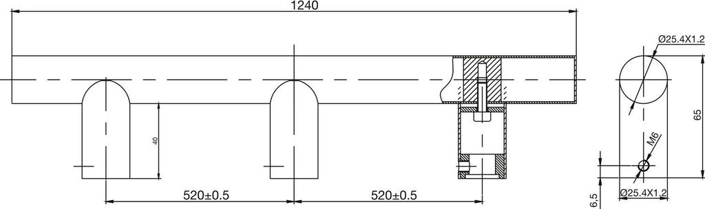 Marchesi Schrankgriff 8202 LA 1040mm - moderner Türgriff Länge 1240mm, Edelstahl matt