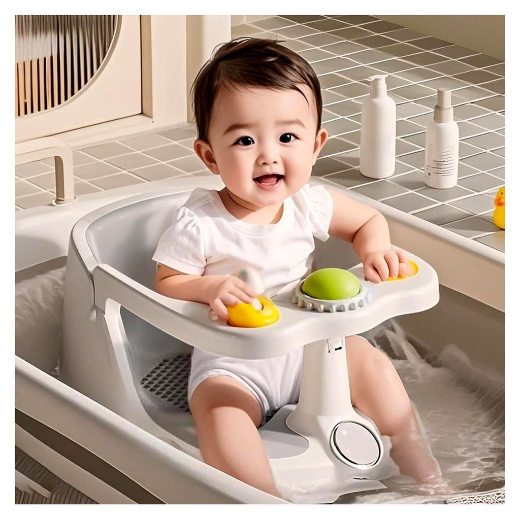 Babybadewanne | Badewannensitz für Babys ab 6 Monaten | Rutschfester Badesitz mit Saugnäpfen | Tragbarer Badstuhl für Kleinkinder und Neugeborene