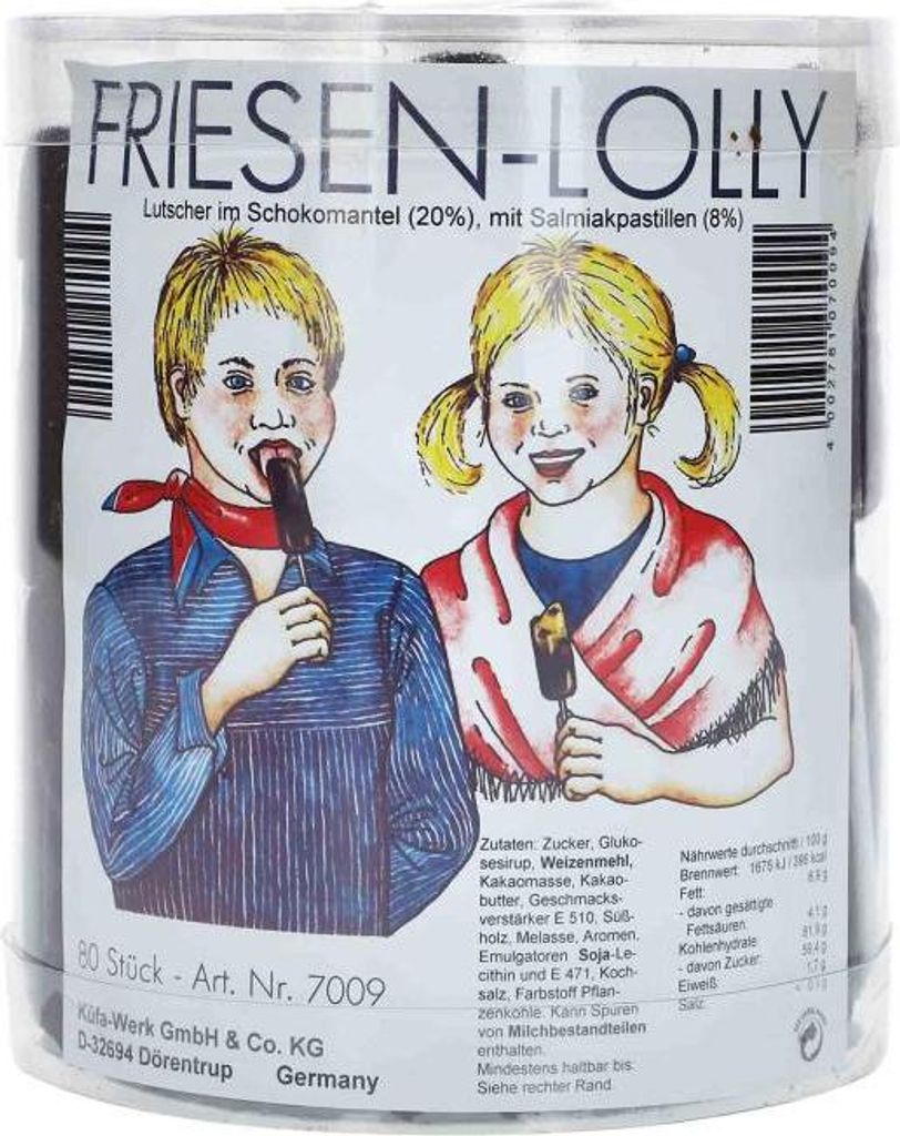 Küfa Friesen-Lolly Salmiak Schokolade | 80 Lutscher im Produktbild 