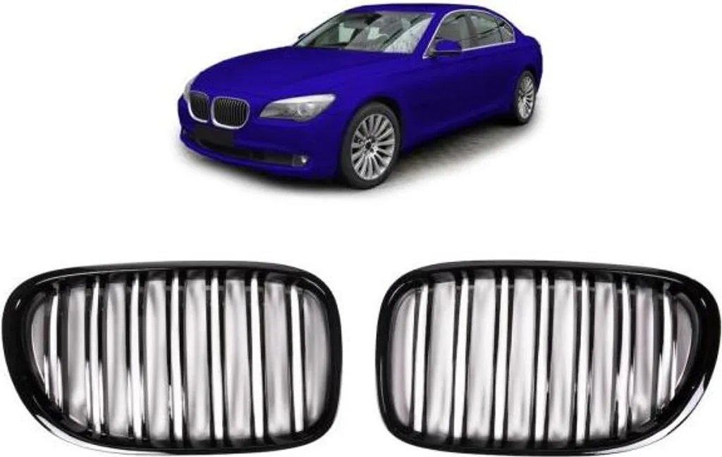 Calandre Double Barre Noire Brillante pour BMW Série 7 F01 F02 2008-2015