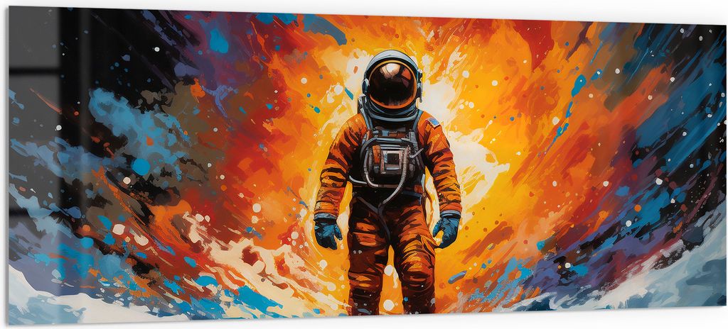 DEQORI Küchenrückwand Glas 125x50 cm 'Kosmischer Traum' Spritzschutz Bad Rückwand Küche