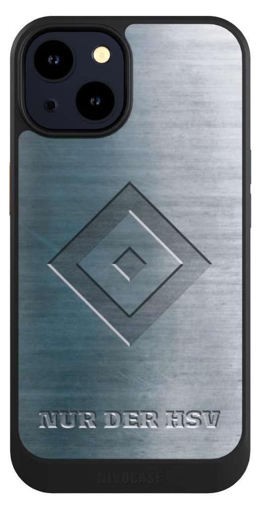 NIVOCASE Hülle für Apple iPhone 14 Handyhülle NIVOcore Case Schwarz HSV Hamburger SV Metallic Look