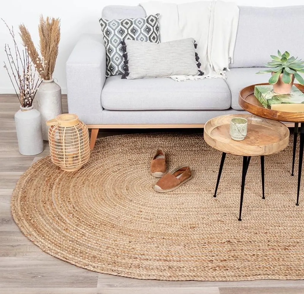 Tapis de Salon Ovale en Jute 100x152cm Volero Fair pour Ambiance Cosy