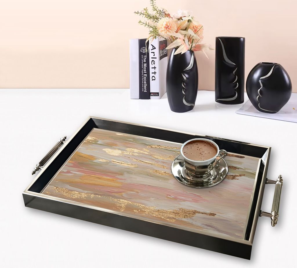 Evila Originals, TPG9852, Tablett, Mehrfarbig, 100 % GLAS, 50 x 29 x 3,5 cm