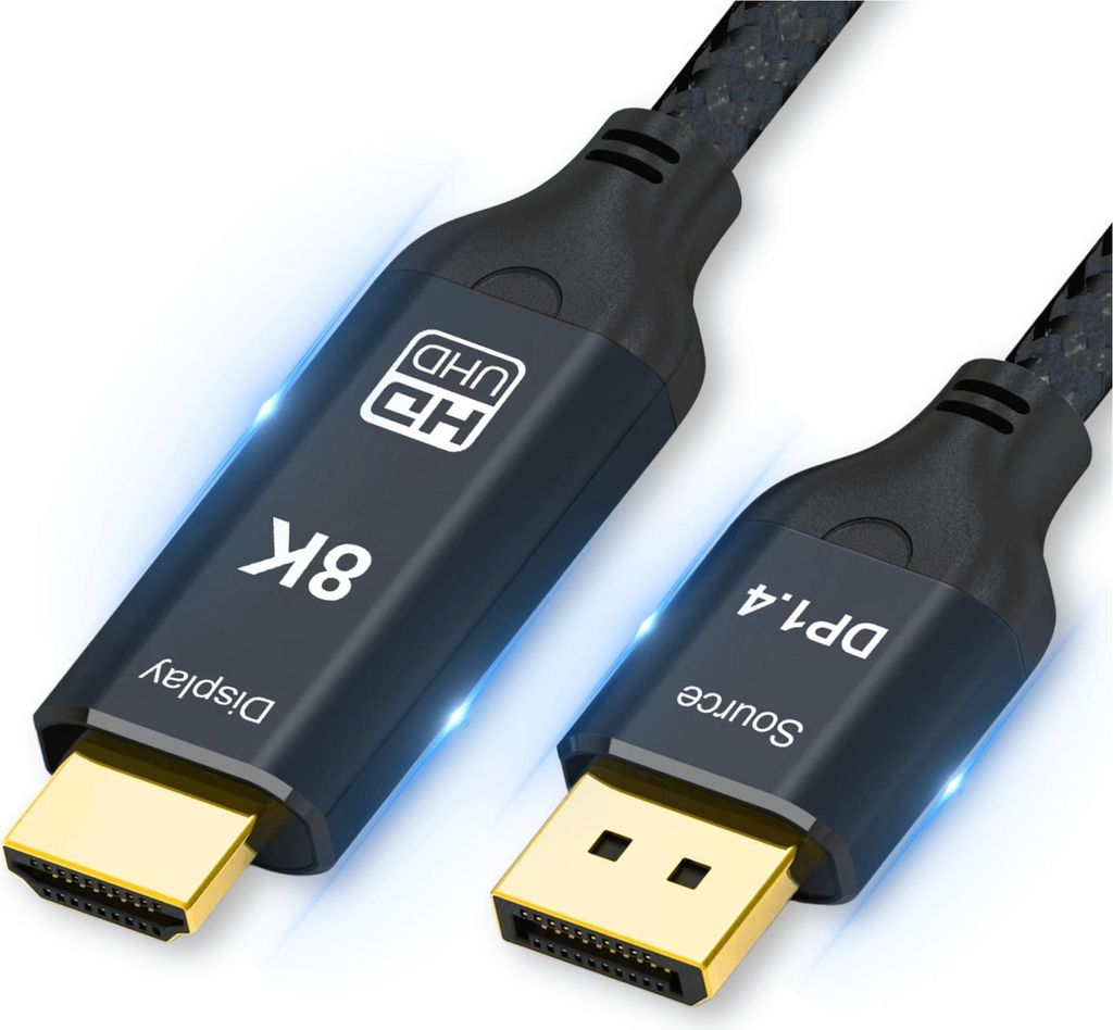 Reagle Display Port zu HDMI DP DisplayPort Kabel 8K@60Hz 4k@144Hz 1M