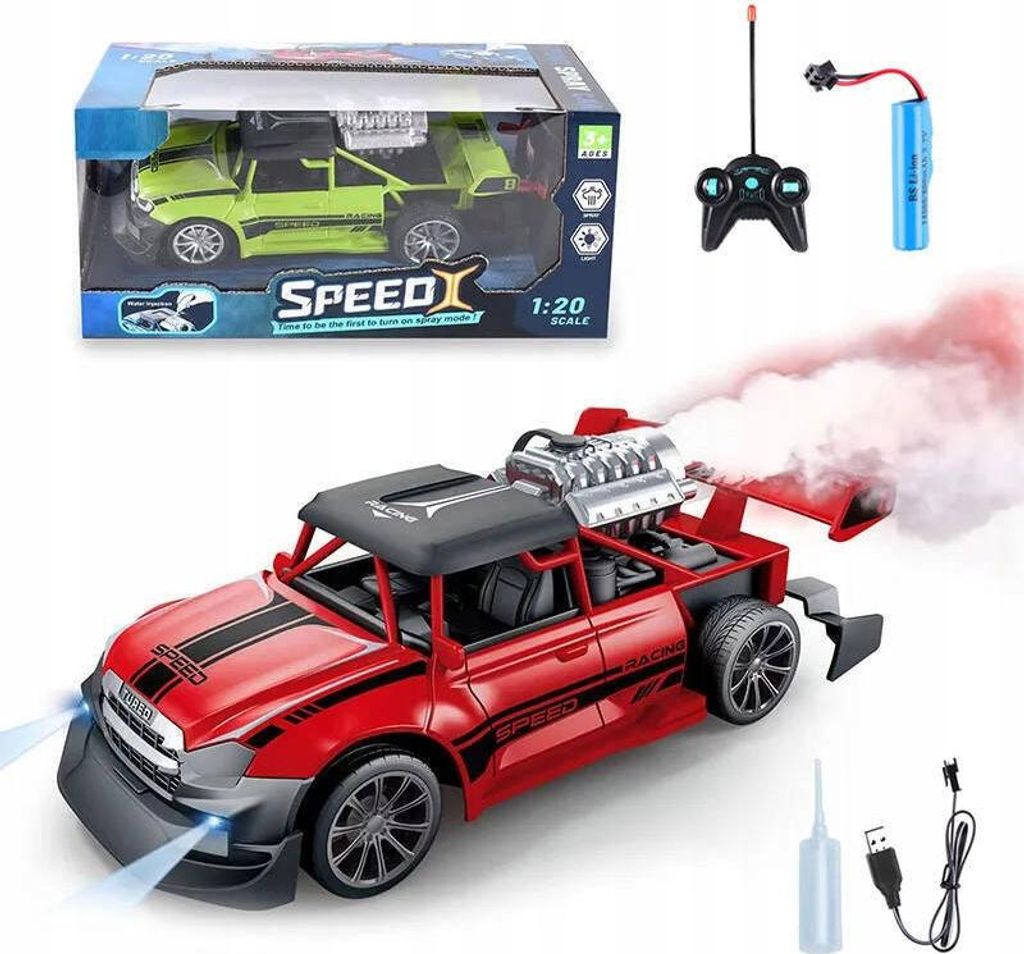 Ferngesteuertes Auto Mit Raucheffekt Und Led-Beleuchtung 20 Km/H, 3 Farben