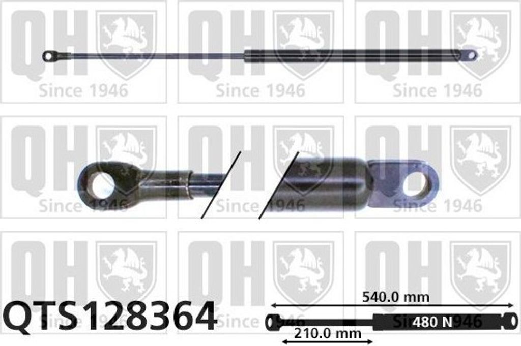 QUINTON HAZELL QTS128364 Gasfeder Heckklappendämpfer für VW PASSAT (32B) 540mm