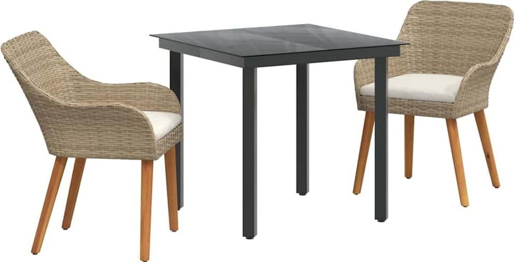 Garten Essgruppe mit Kissen 3 pcs Beige Poly-Rattan