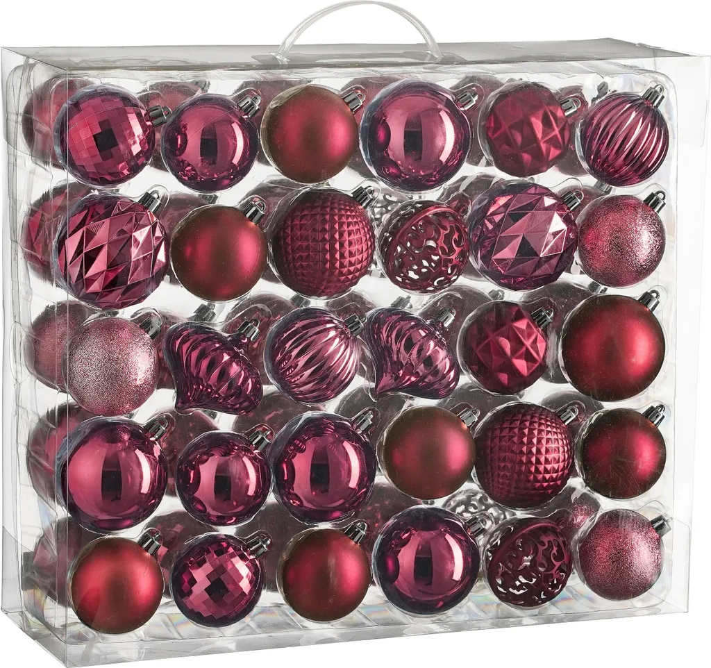 Lot de 60 Boules de Noël Rose Ø7 cm pour Sapin - Finition Robuste