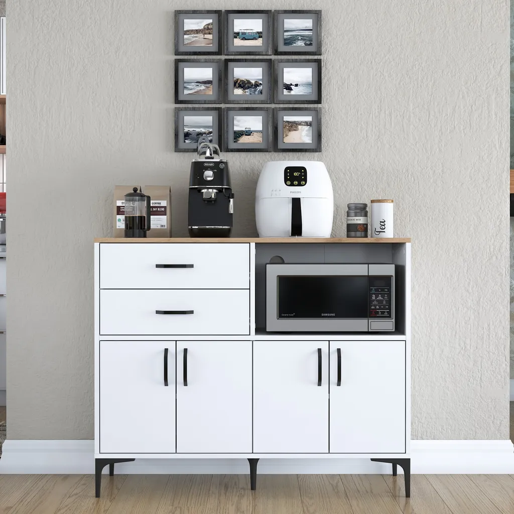 Buffet de Rangement Blanc 120 cm Armoire Multi-usage pour la Maison - 9