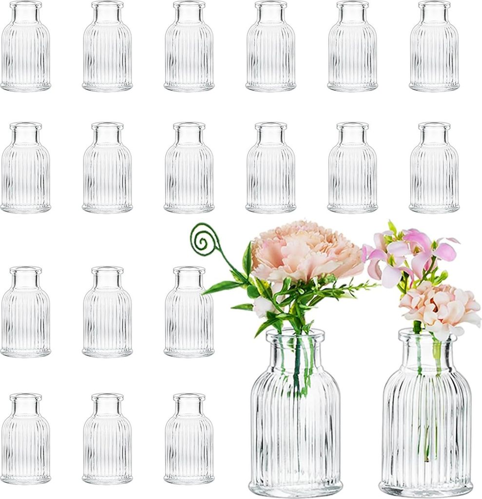 Glas Bud Vasen für Blumen: 20 Mini Vasen - Vintage Tafeldekoration Hochzeit - Vasen für Feier und Geburtstag Dekoration - Blumenvasen.